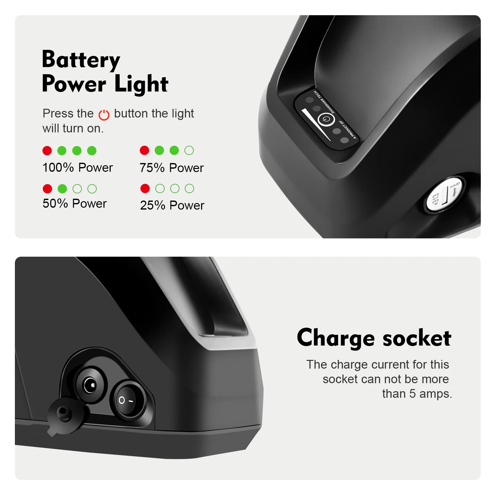 36V 18Ah E-Bike Li-ion Battery Hailong-MIX with 5 Gold-Plated Round Plug replace for YOSE POWER 13Ah Hailong Battery - Image 3