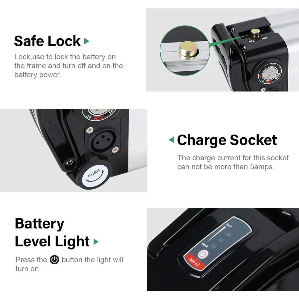 36V10.4Ah/15.6Ah Silver Fish E-Bike Li-ion Battery - Image 4