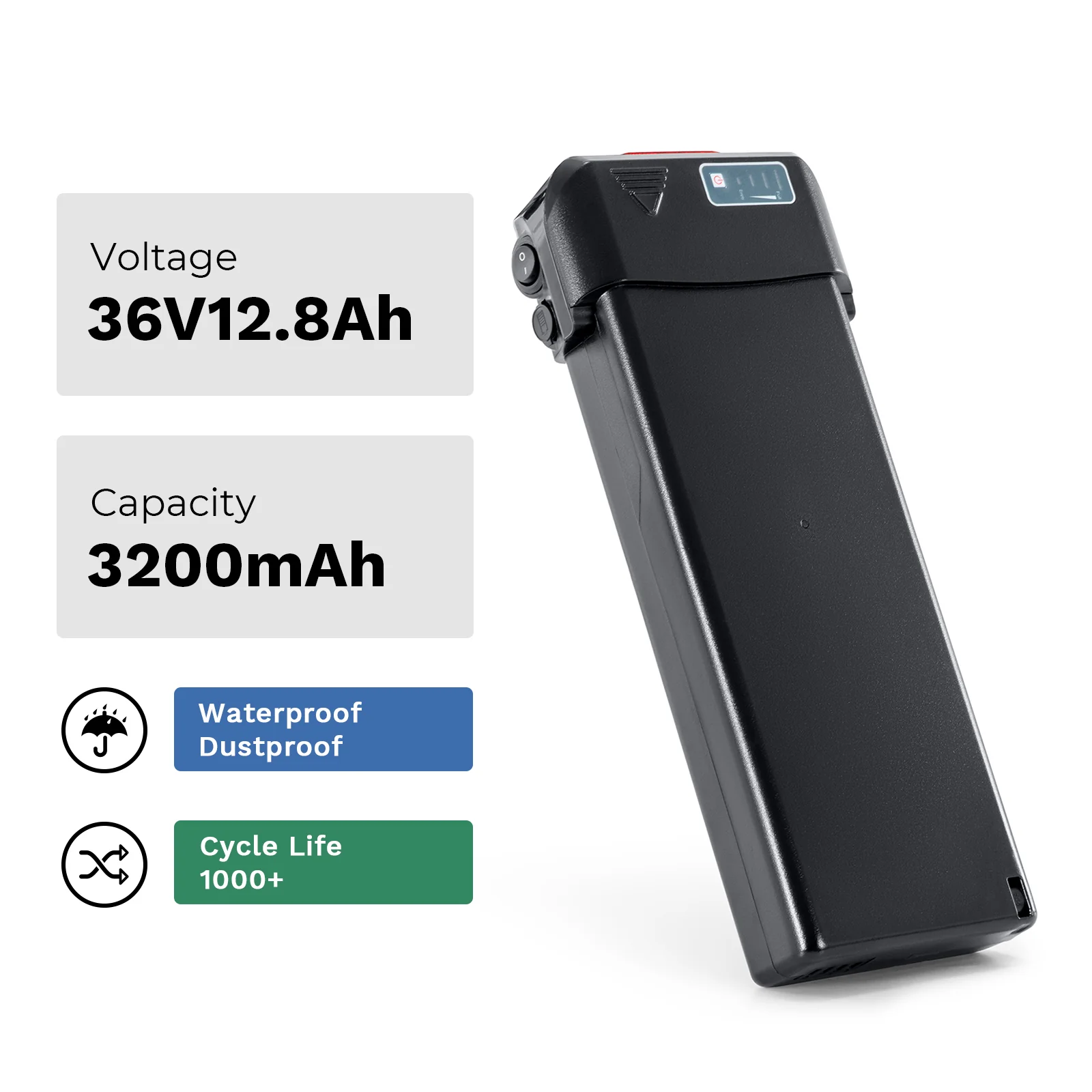 36V12.8Ah(473Wh) E-Bike Li-ion Battery Rear Rack Replacement Battery without Charger for Zündapp/ Fongers Telefunken/ EZEGO - Image 2