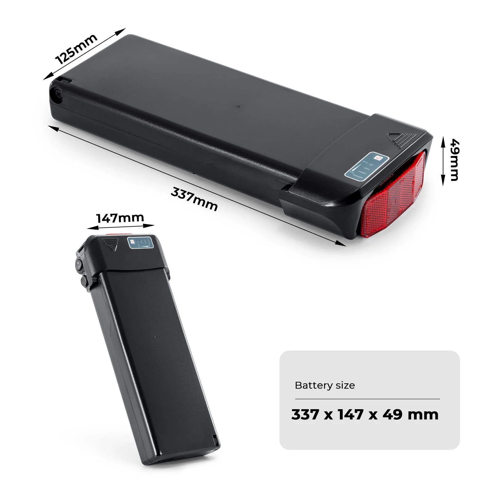 36V12.8Ah(473Wh) E-Bike Li-ion Battery Rear Rack Replacement Battery without Charger for Zündapp/ Fongers Telefunken/ EZEGO - Image 3