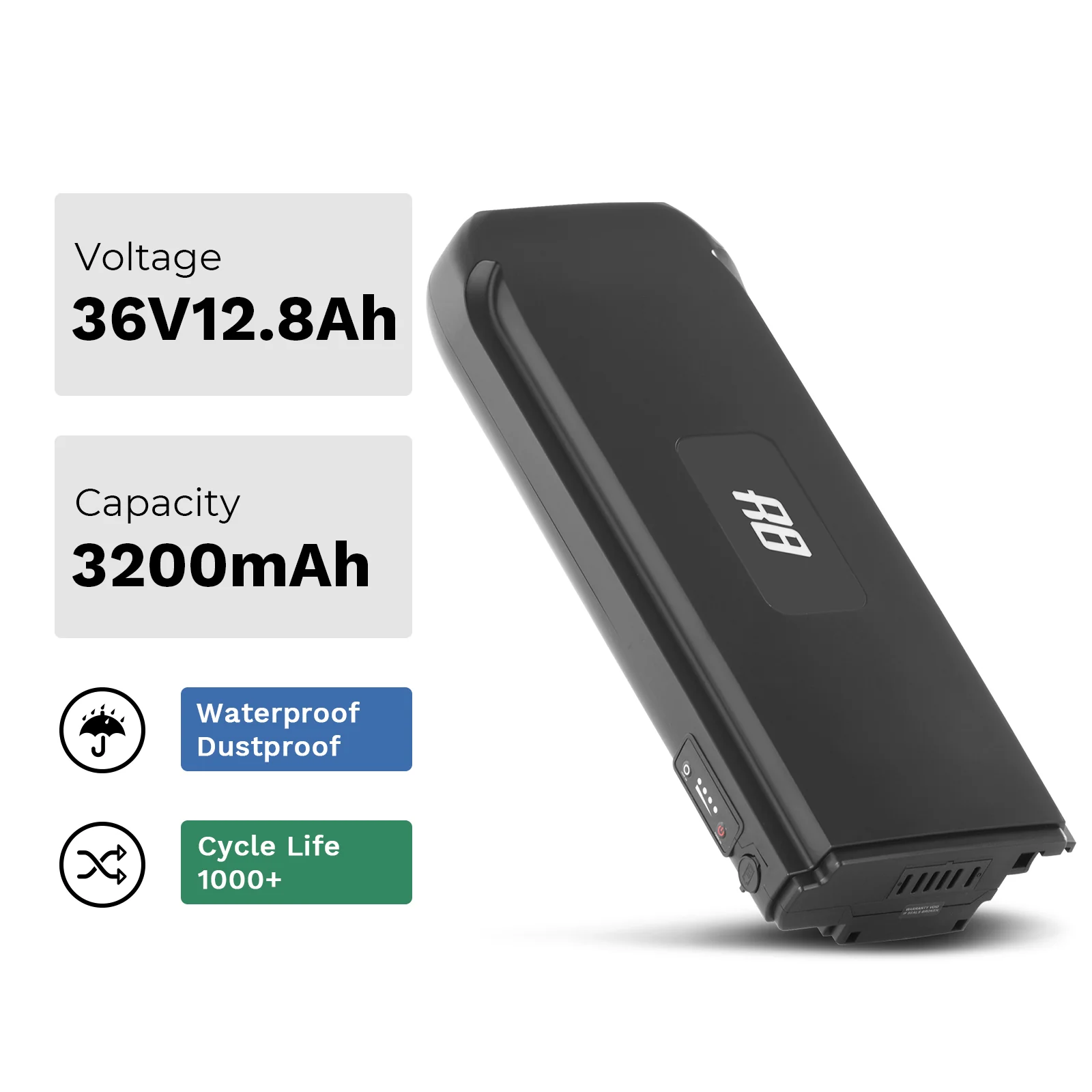 36V12.8Ah(474Wh) E-Bike Rear Battery with Charger for Phylion Joycube SF-03 JCEB360-11 - Image 2