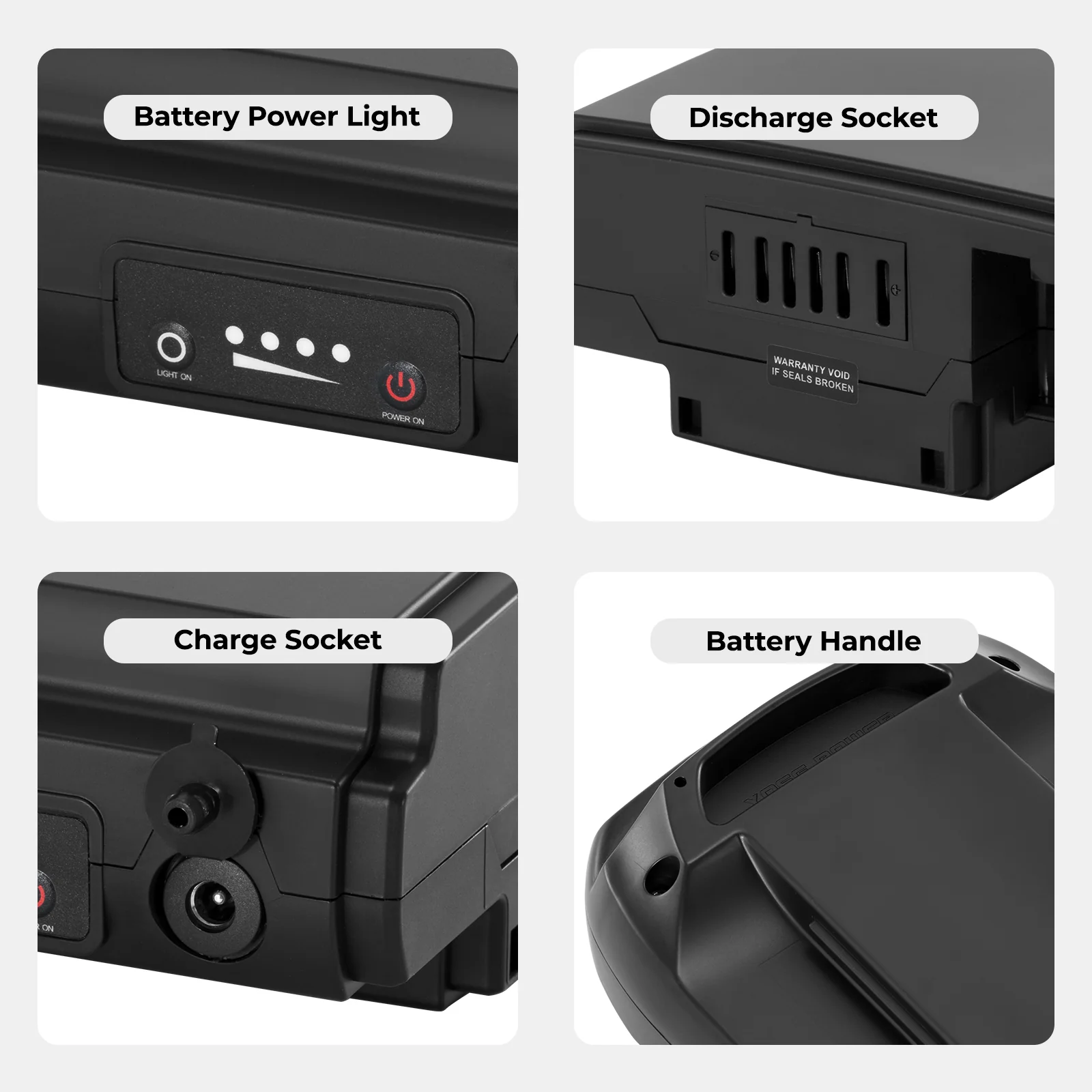 36V12.8Ah(474Wh) E-Bike Rear Battery with Charger for Phylion Joycube SF-03 JCEB360-11 - Image 4