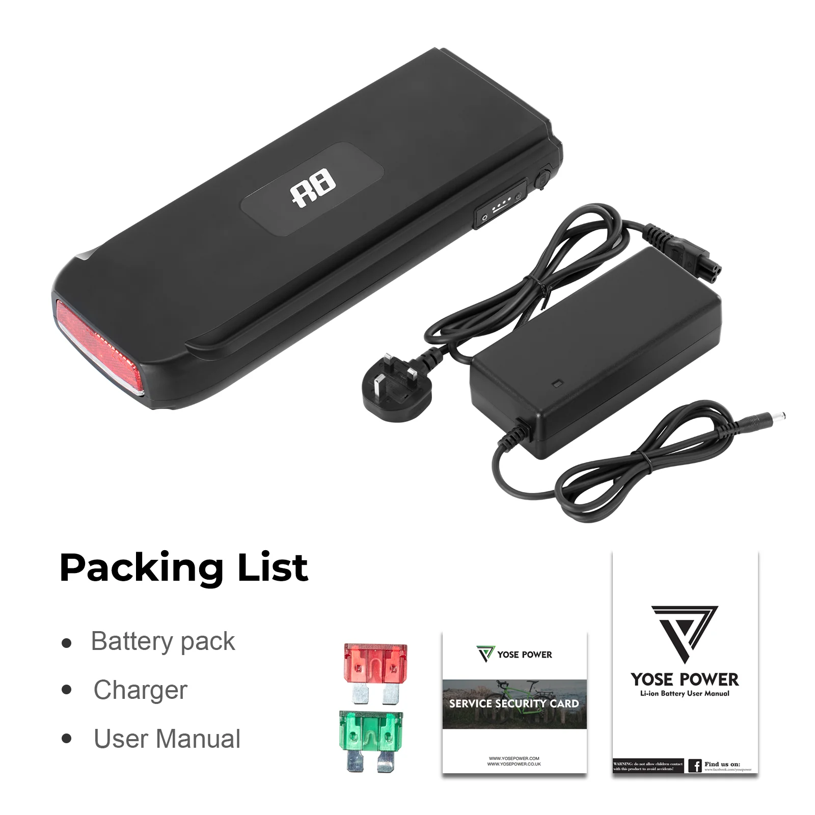 36V12.8Ah(474Wh) E-Bike Rear Battery with Charger for Phylion Joycube SF-03 JCEB360-11 - Image 7