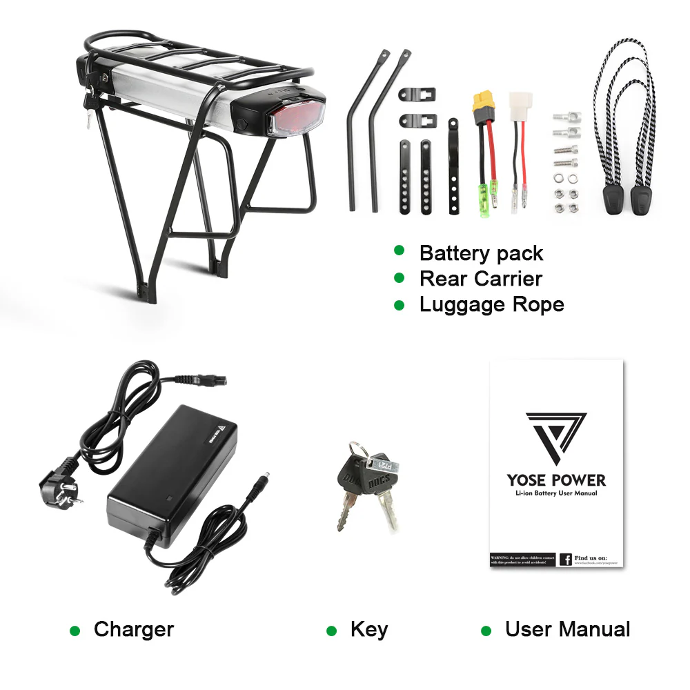 36V13Ah/15.6Ah/17.4Ah E-Bike Lithium-ion Rear Battery fit for 26"-28" Bike - Image 11