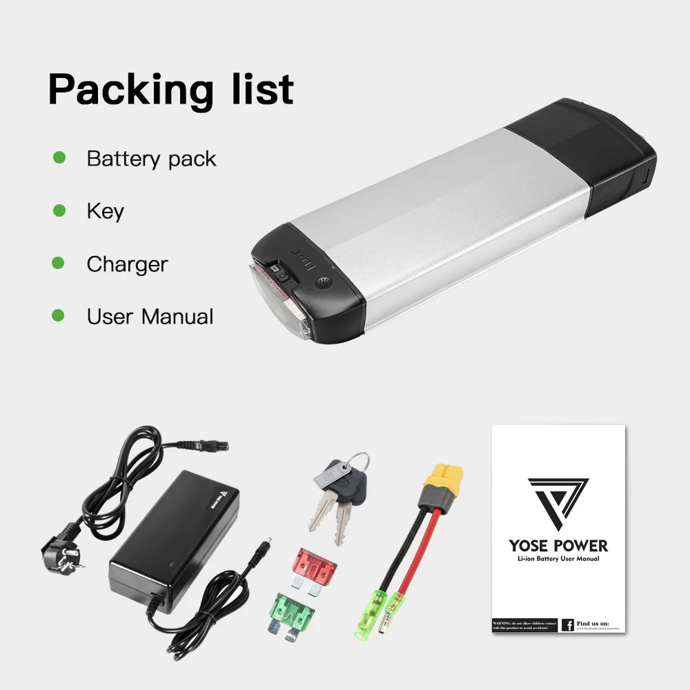 36V13Ah/15.6Ah/17.4Ah E-Bike Lithium-ion Rear Battery fit for 26"-28" Bike - Image 12