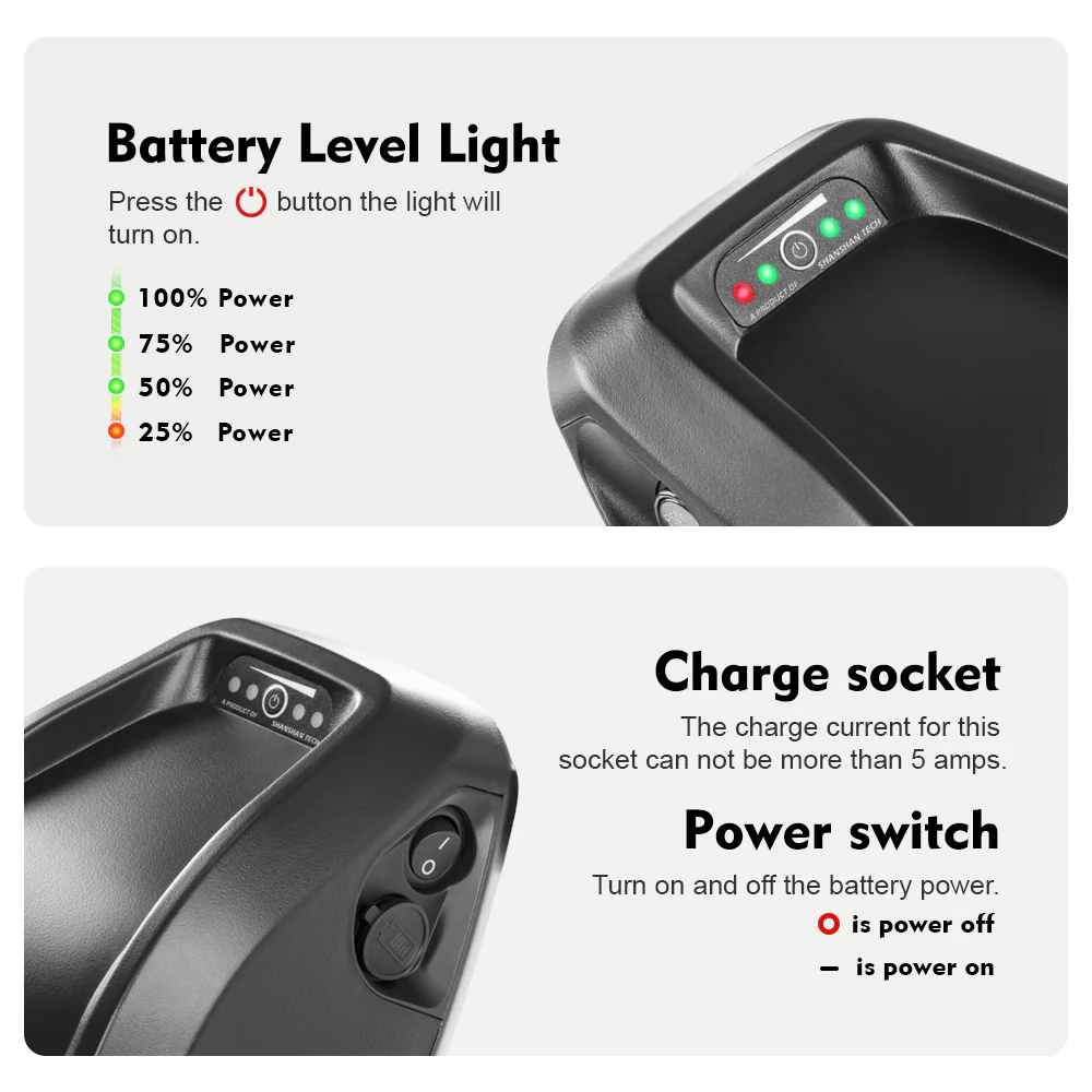 36V13Ah HL-I Down Tube Lithium-ion E-bike Battery - Image 3