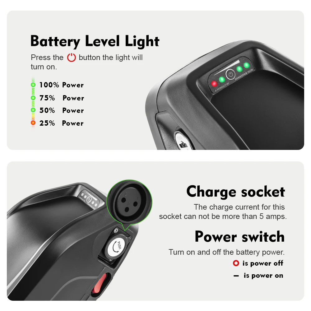 36V15.6Ah/36V17.4Ah/48V13Ah HL1-2 Hailong Down Tube Lithium-ion E-bike Battery - Image 4