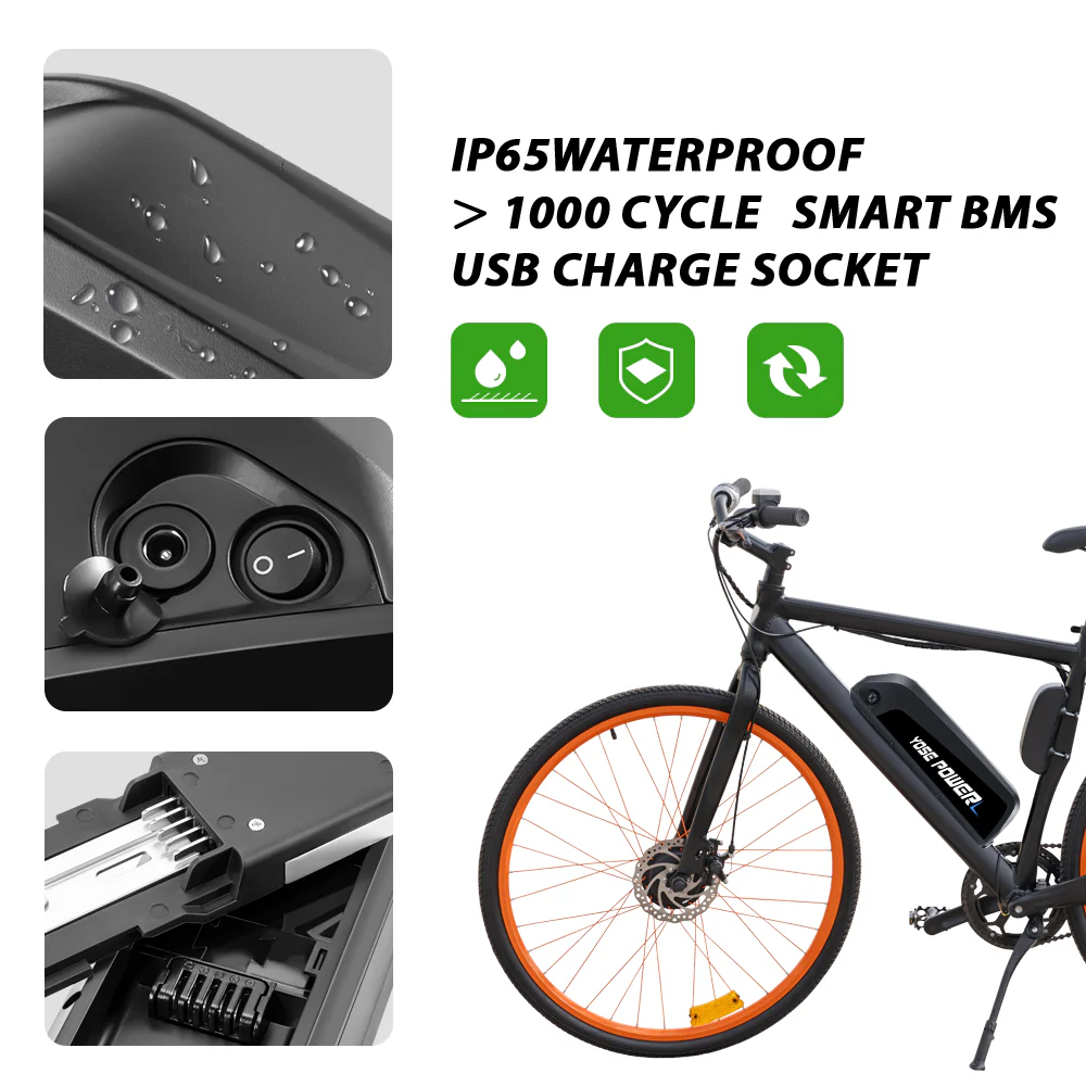 36V15.6Ah HL Plus Li-ion E-bike Battery with 5 Pins Plug Not Round Pins and XT60 Adapter - Image 4