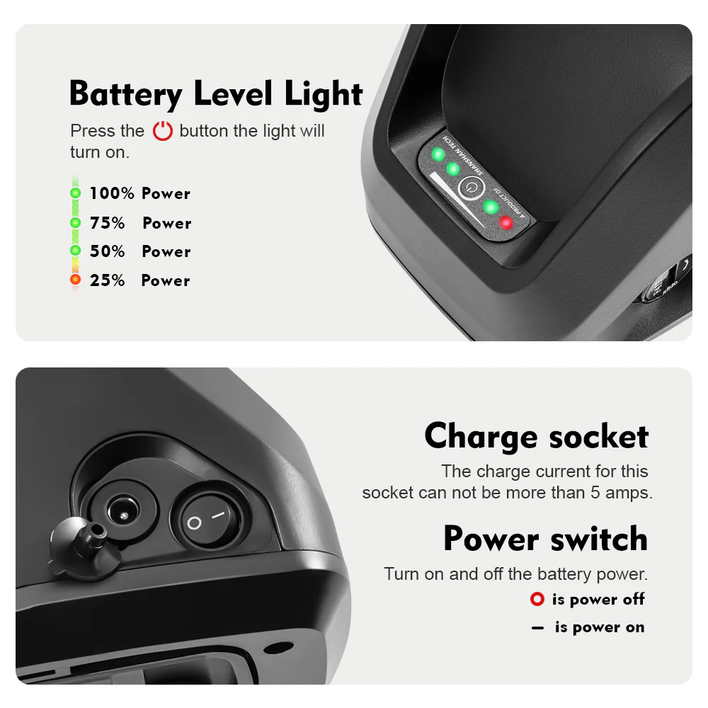 36V15.6Ah HL Plus Li-ion E-bike Battery with 5 Pins Plug Not Round Pins and XT60 Adapter - Image 5