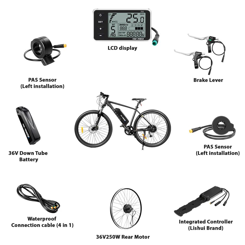 36V250W 26"/28" Rear E-Bike Conversion Kit for Freewheel with 36V13Ah HL1 Battery - Image 7