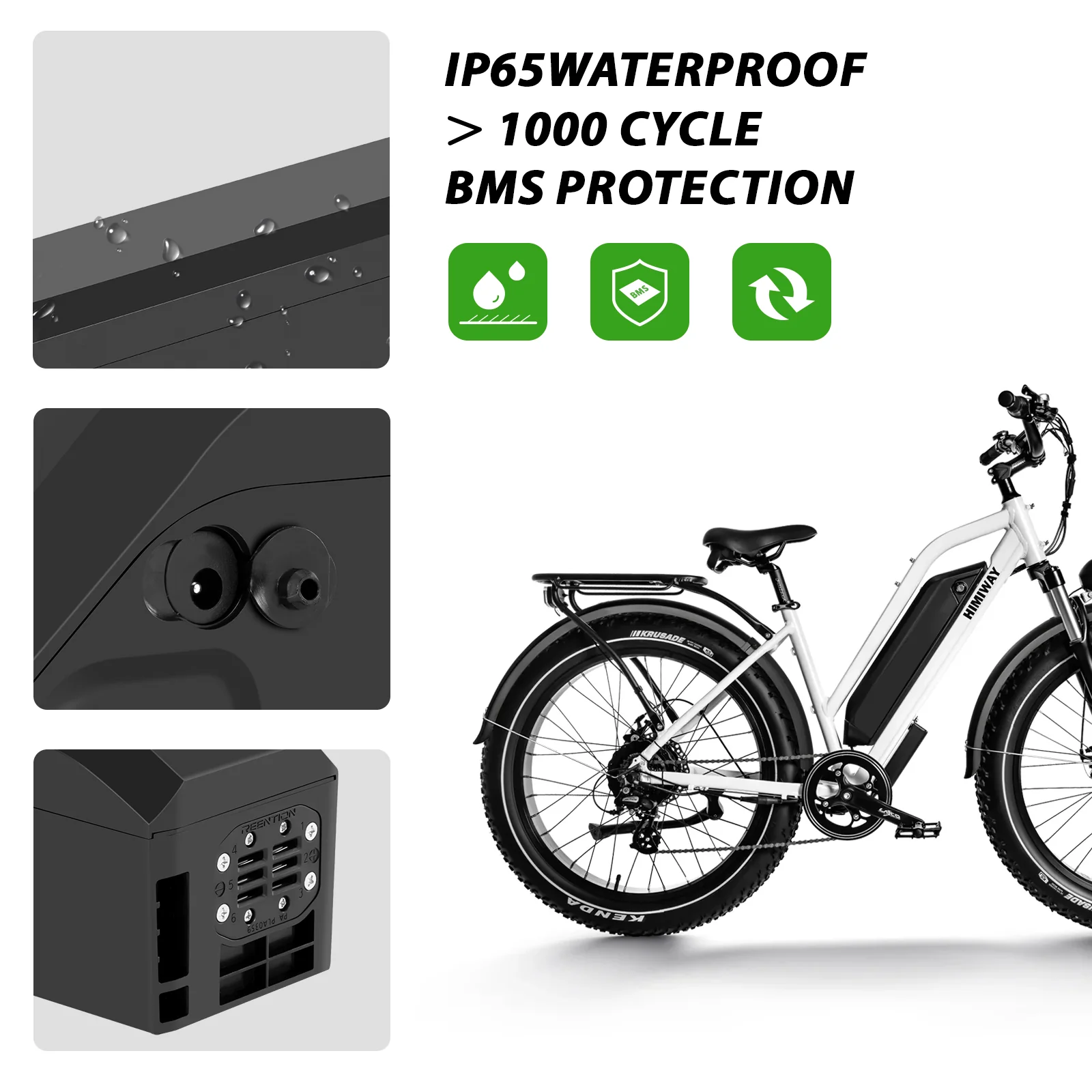 48V17.5Ah(841Wh) Li-ion Down Tube Battery for Himiway Ruiser & Cruiser Step-Thru - Image 5