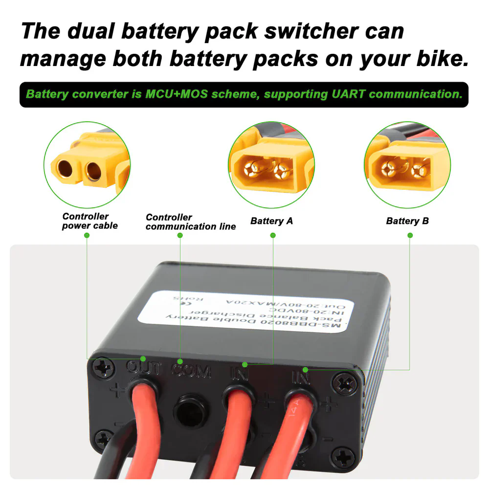 Dual Battery Parallel Module Adapter 20V‑80V20A Increase Capacity MS-DBB8020 - Image 3