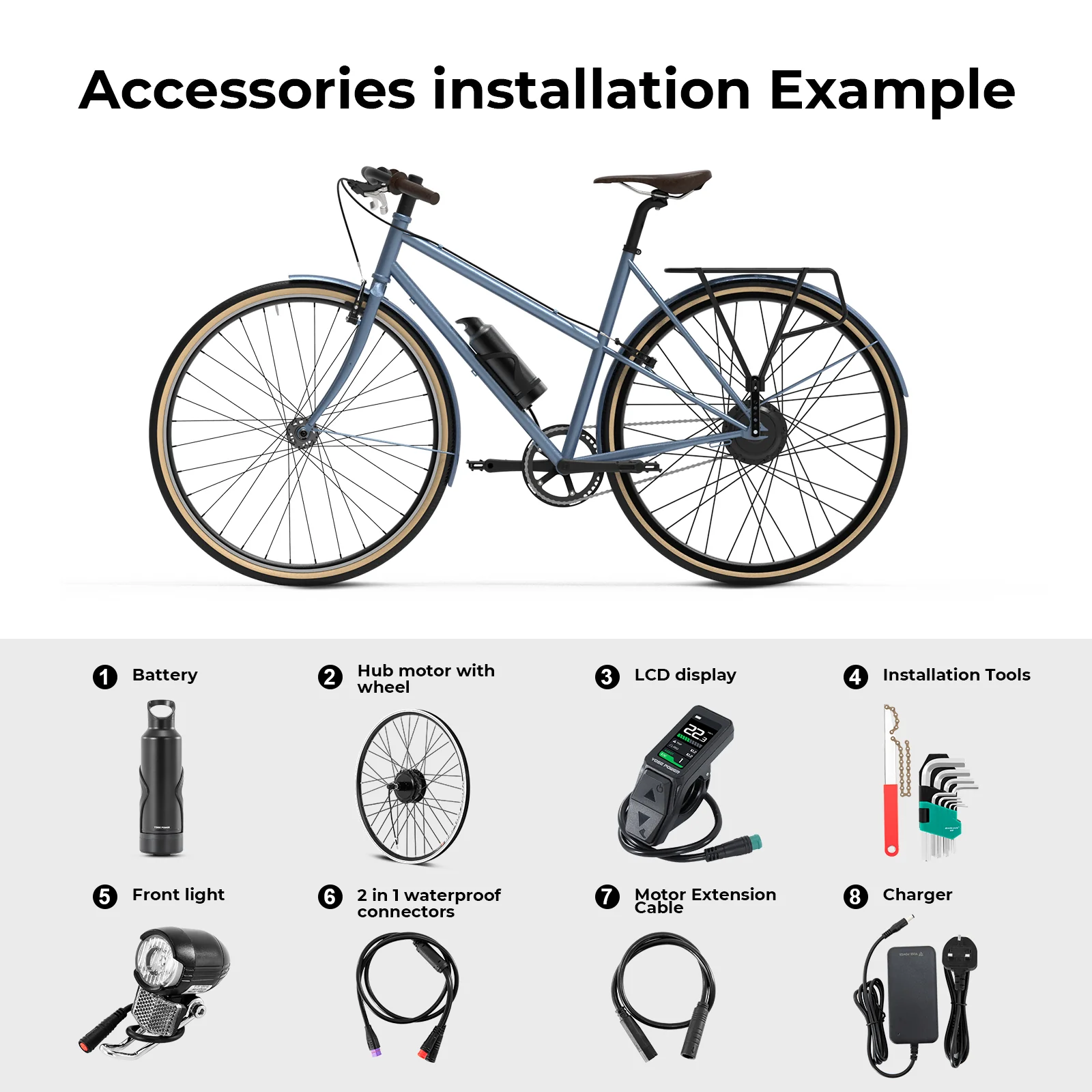 E-Bike Conversion Kit 36V250W 26"/28" Rear Cassette Motor Kit with 36V Bottle Battery Samsung Cell and Integrated Torque PAS Sensor Model A3pro - Image 18