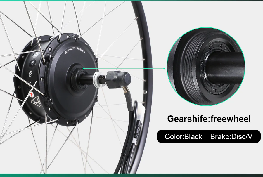 36V350W 26"/27.5"/28" Rear E-Bike Conversion Kit for Freewheel with 36V13Ah HL1 Battery - Image 9