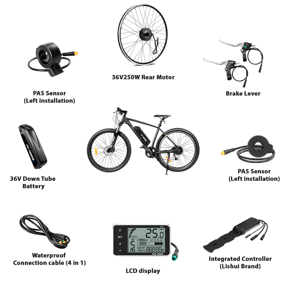36V250W 26"/27.5"/28" Rear E-Bike Conversion Kit for Cassette with 36V13Ah HL1 Battery - Image 7